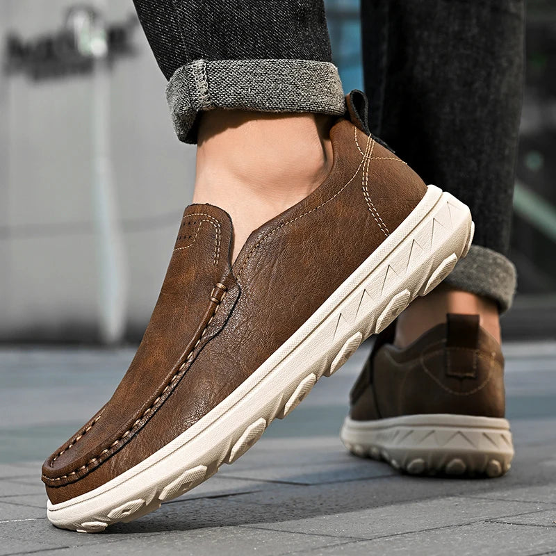 MANSSINO™ | Men's Textured Leather Slip-On with EVA Sole