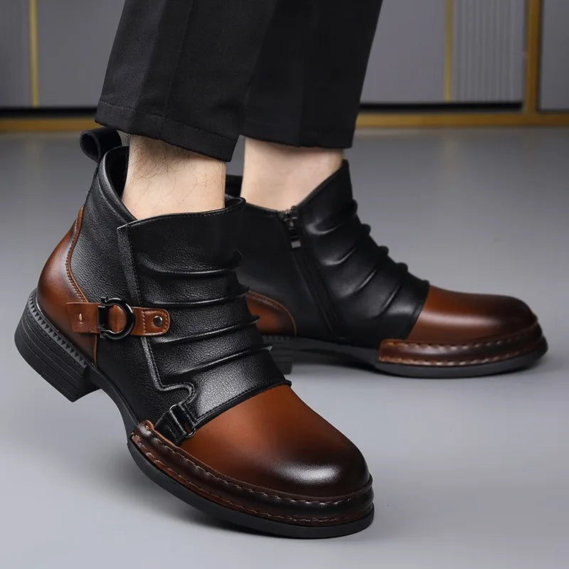 MANSSINO™ | Men's Layered Buckle Strap Ankle Boot