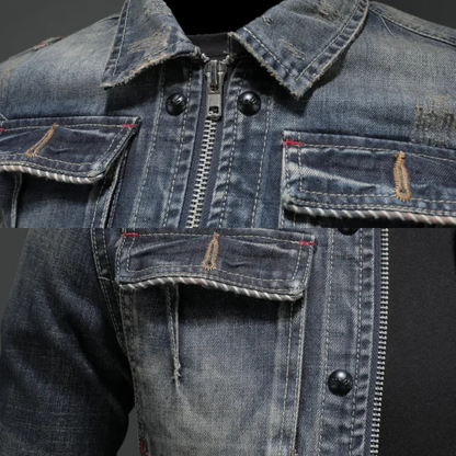 MANSSINO™ | Washed Denim Zip Jacket