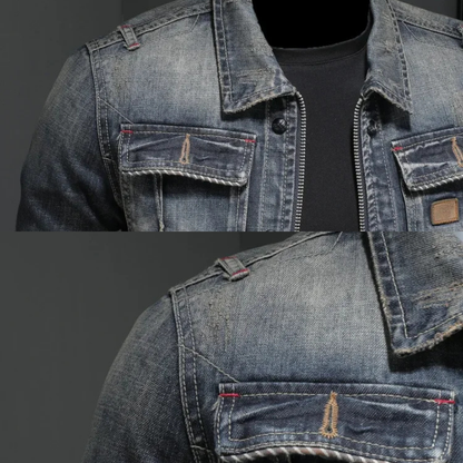 MANSSINO™ | Washed Denim Zip Jacket