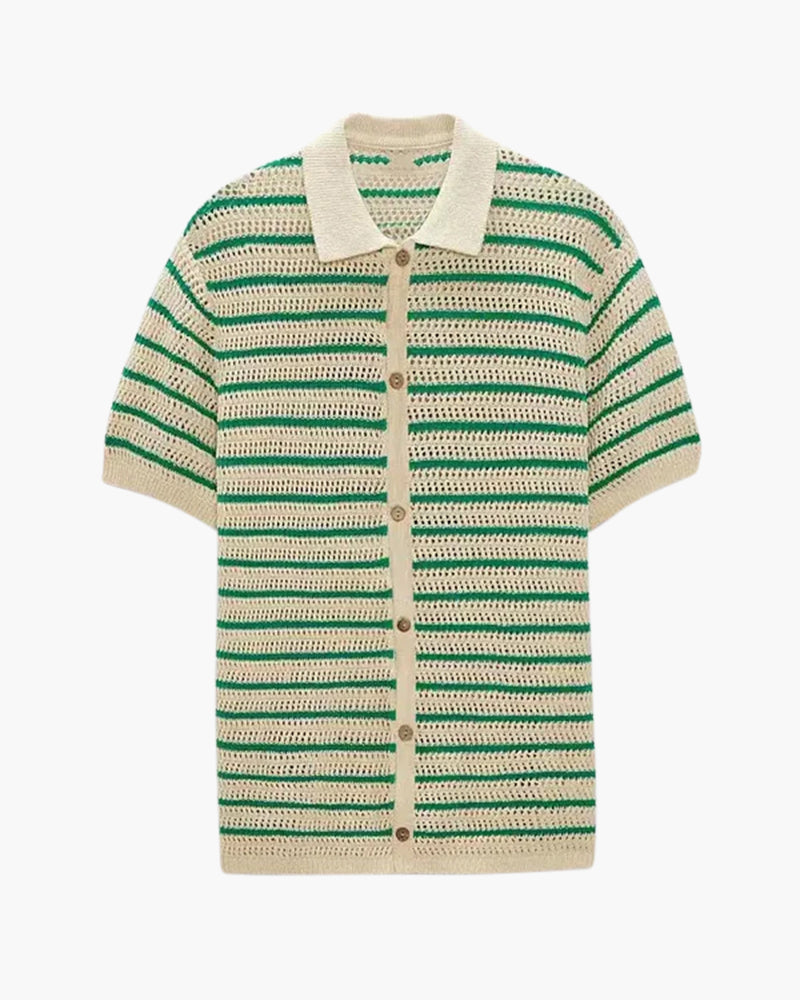 MONVIEL | MESH-KNIT BUTTON-UP SHIRT