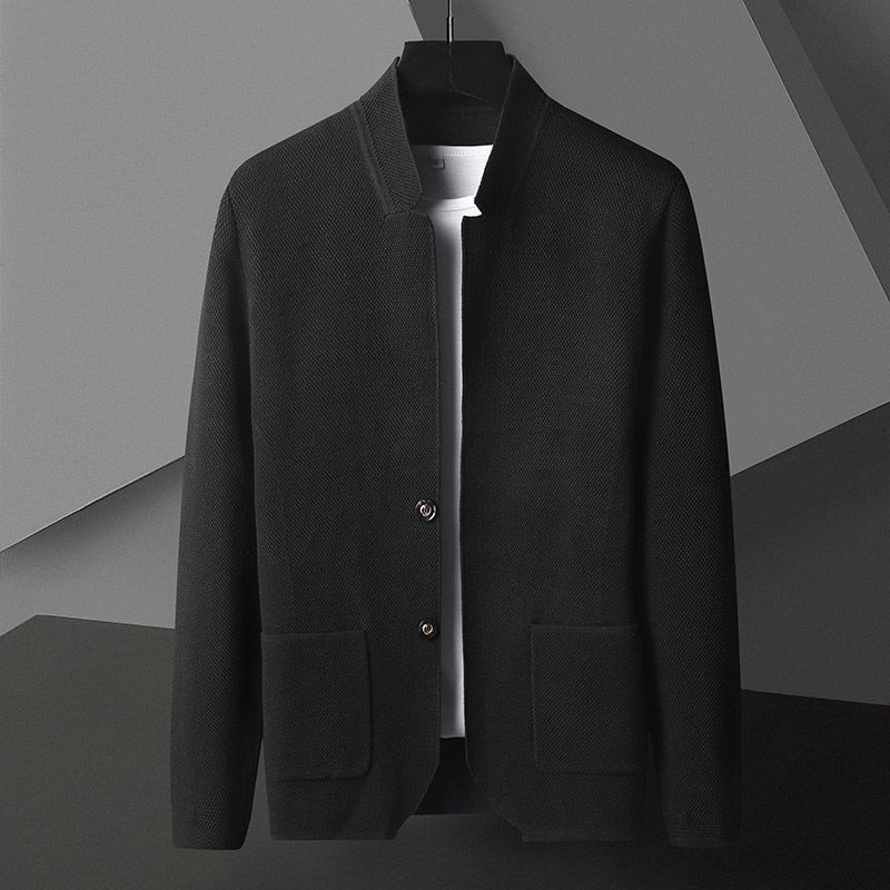 MANSSINO™ | Men's Textured Knit Stand-Collar Gilet