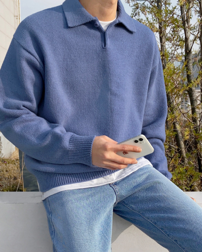 MONVIEL | WOOL BUTTONED HALF-ZIP