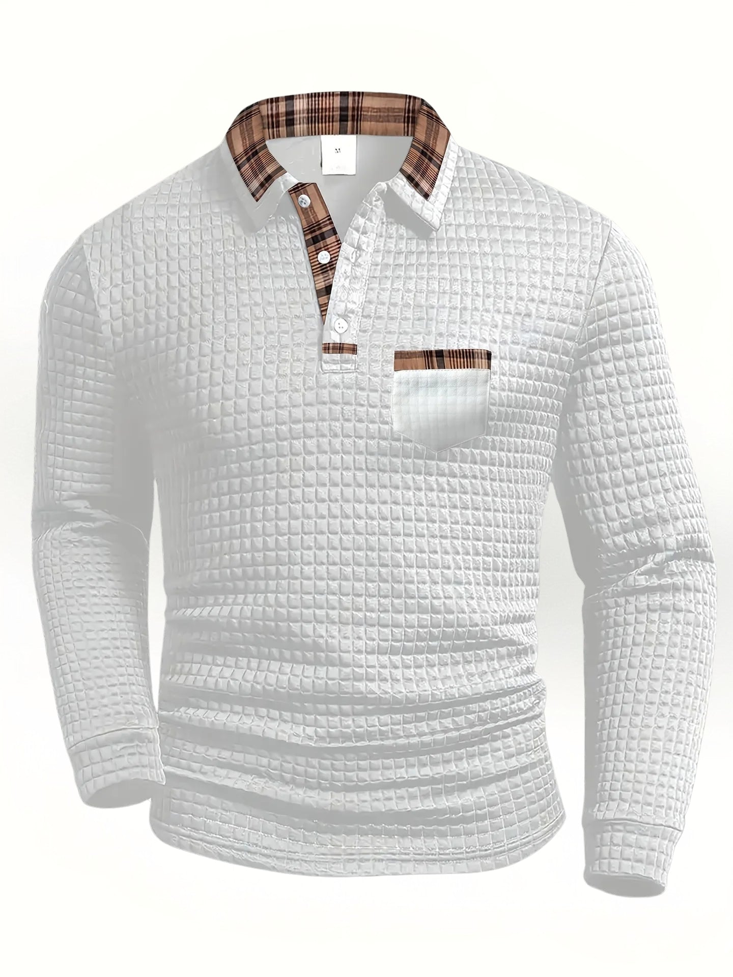 MANSSINO™ | Men's Textured Polo with Contrast Collar