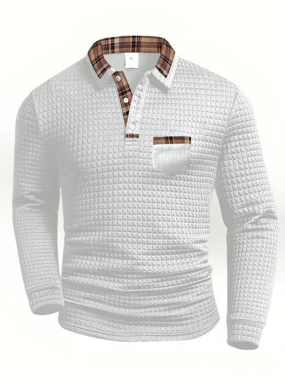 MANSSINO™ | Men's Textured Polo with Contrast Collar
