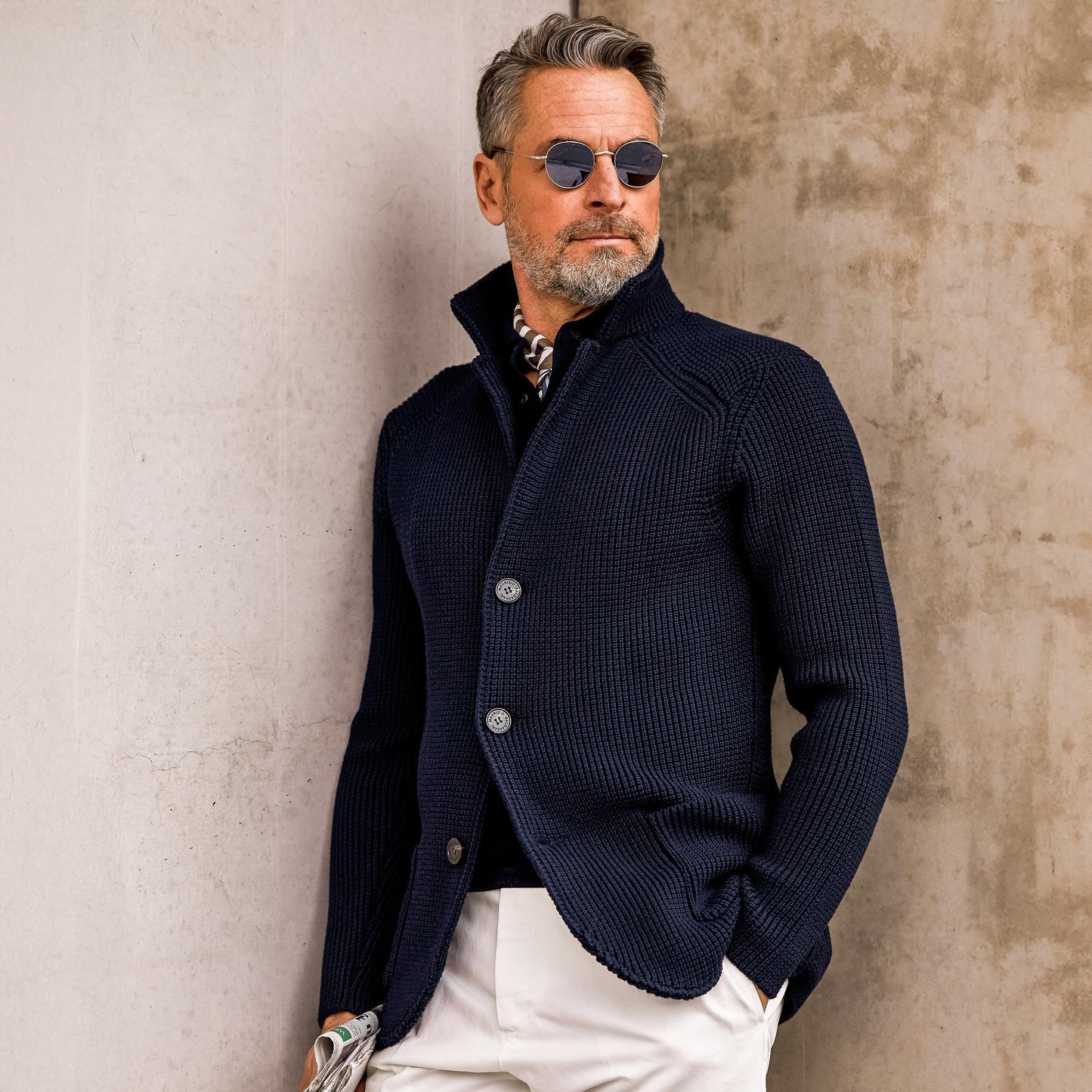 MONVIEL™ | Military-Knit Button Cardigan