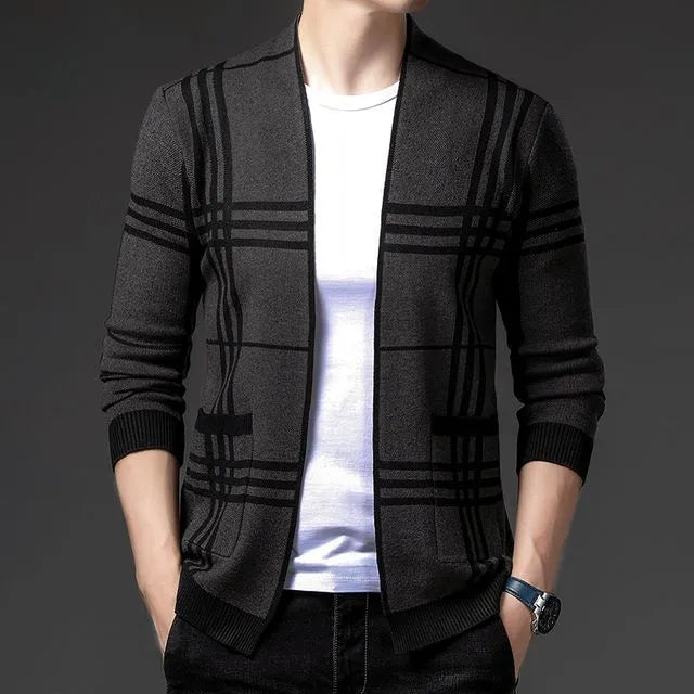 MANSSINO™ | Check Open-Front Knit Cardigan