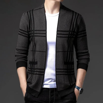 MANSSINO™ | Check Open-Front Knit Cardigan