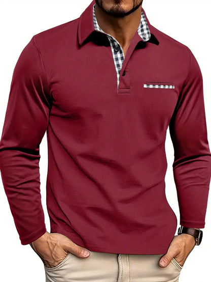 MONVIEL™ | Check-Trim Long Sleeve Polo