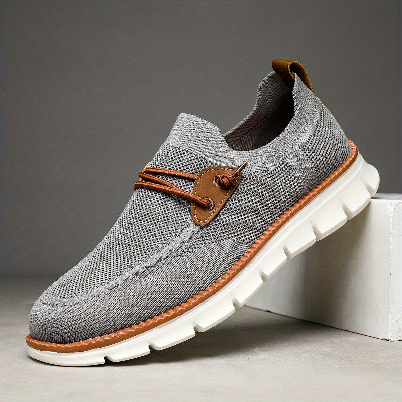 MANSSINO™ | Men's Knit Slip-On Sneaker with Leather Accent