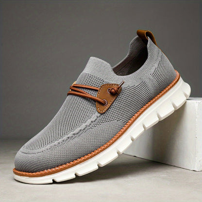 MANSSINO™ | Men's Knit Slip-On Sneaker with Leather Accent