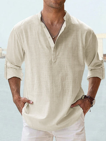 MONVIEL | Collarless Henley shirt