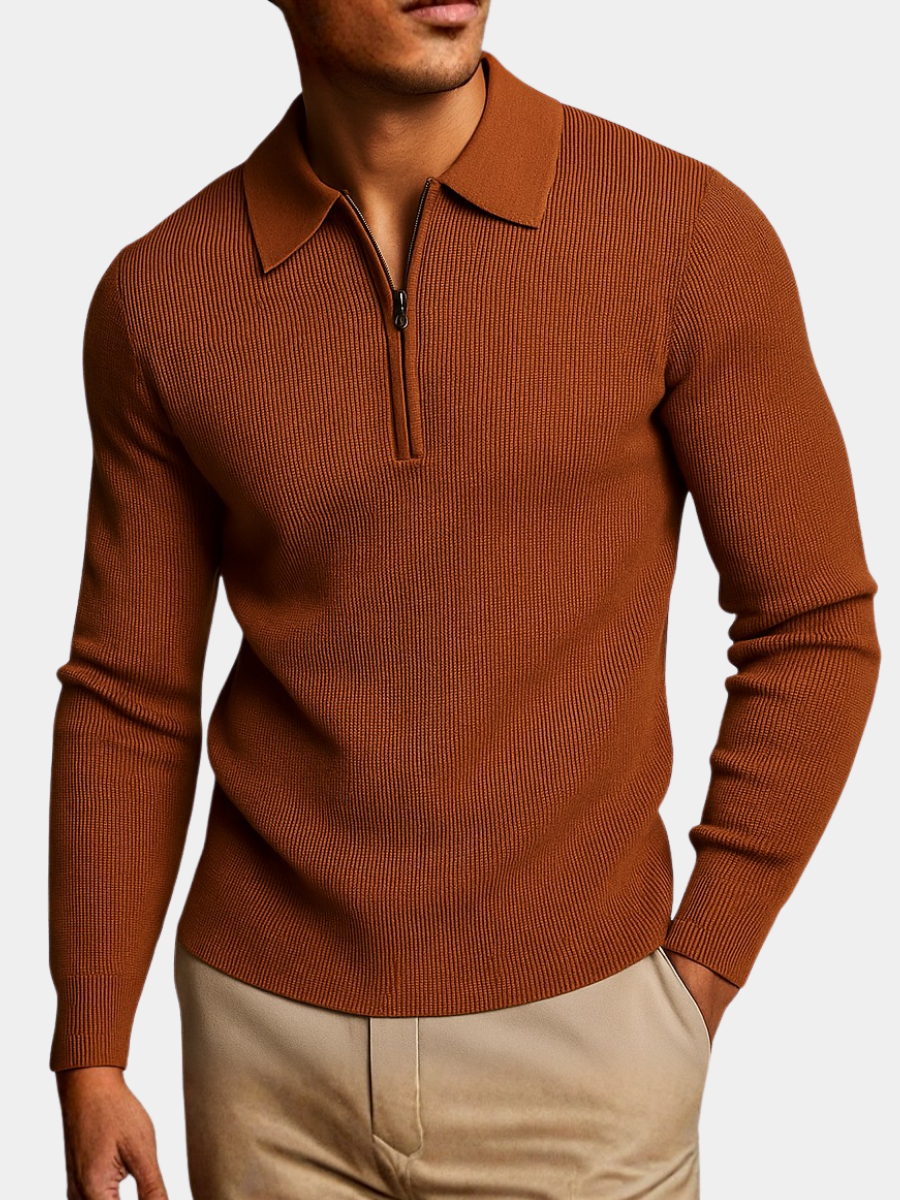 MANSSINO™ | Men's Waffle Knit Full-Zip Sweater