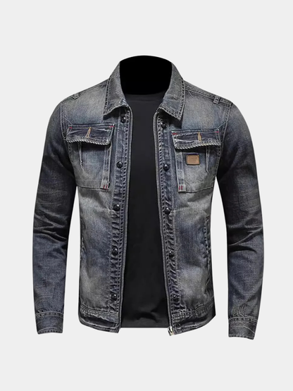MANSSINO™ | Washed Denim Zip Jacket
