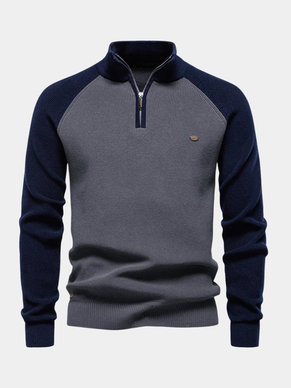 MANSSINO™ | Men's Cotton Zip-Neck Pullover