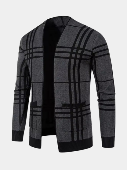 MANSSINO™ | Check Open-Front Knit Cardigan