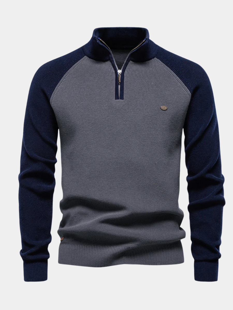 MONVIEL | Mens High-Collar Quarter-Zip Knit