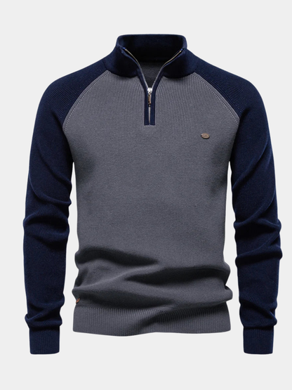 MANSSINO™ | Cotton Knit Quarter-Zip Sweater