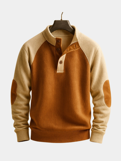 MANSSINO™ | Men's Ribbed Raglan Knit with Elbow Patches