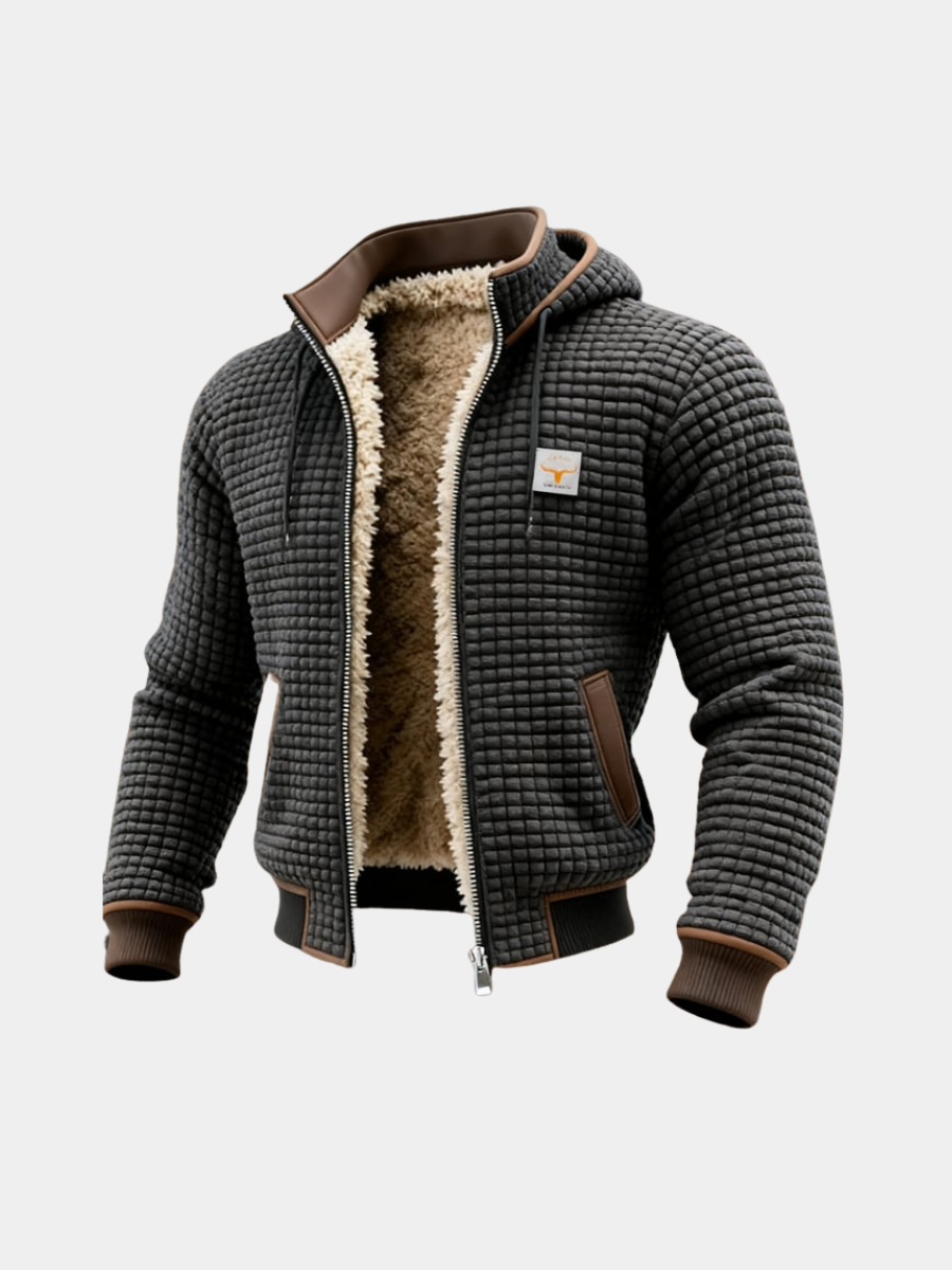 MANSSINO™ | Waffle Sherpa-Lined Hooded Jacket