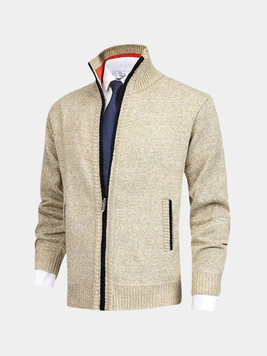 MANSSINO™ | Full-Zip Stand Collar Knit Cardigan