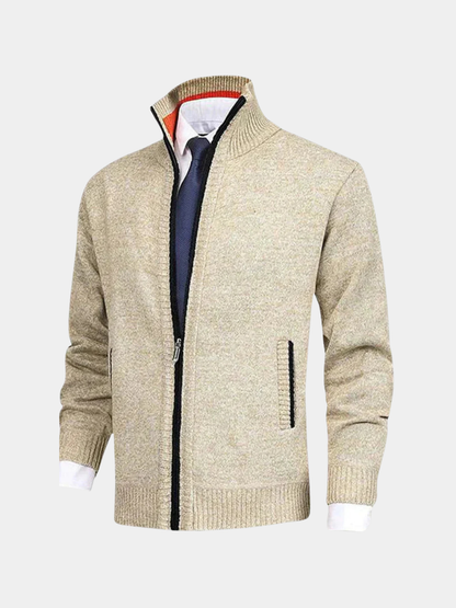 MANSSINO™ | Full-Zip Stand Collar Knit Cardigan