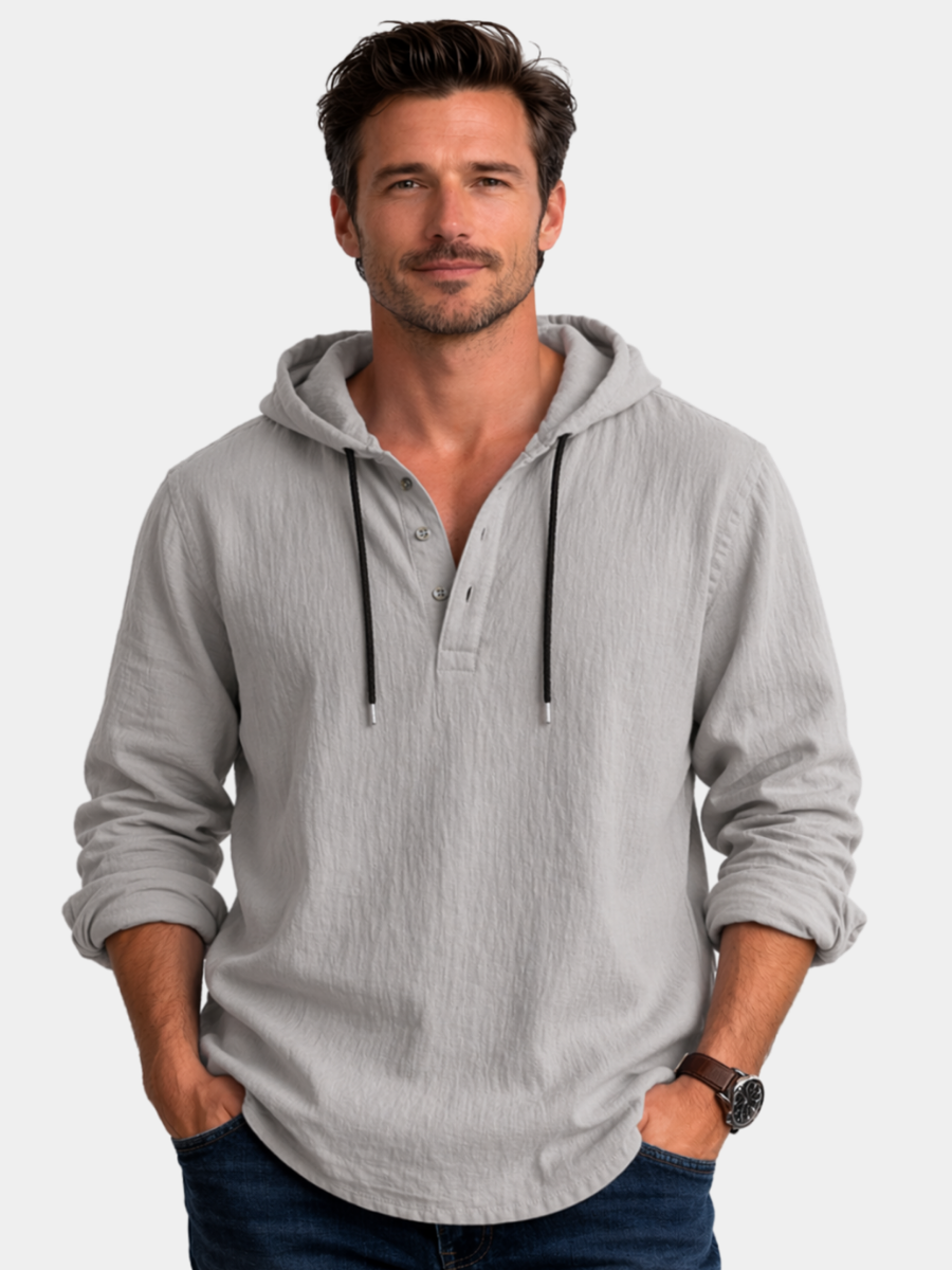 MONVIEL™ | Men's Cotton-Linen Hooded Henley