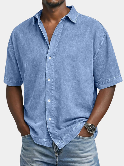 MONVIEL™ | Men's Acid-Wash Cotton Short-Sleeve Shirt