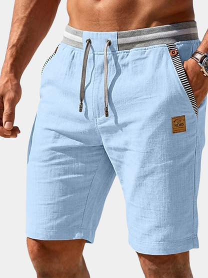 MANSSINO™ | Men's Linen-Blend Contrast-Waist Drawstring Shorts
