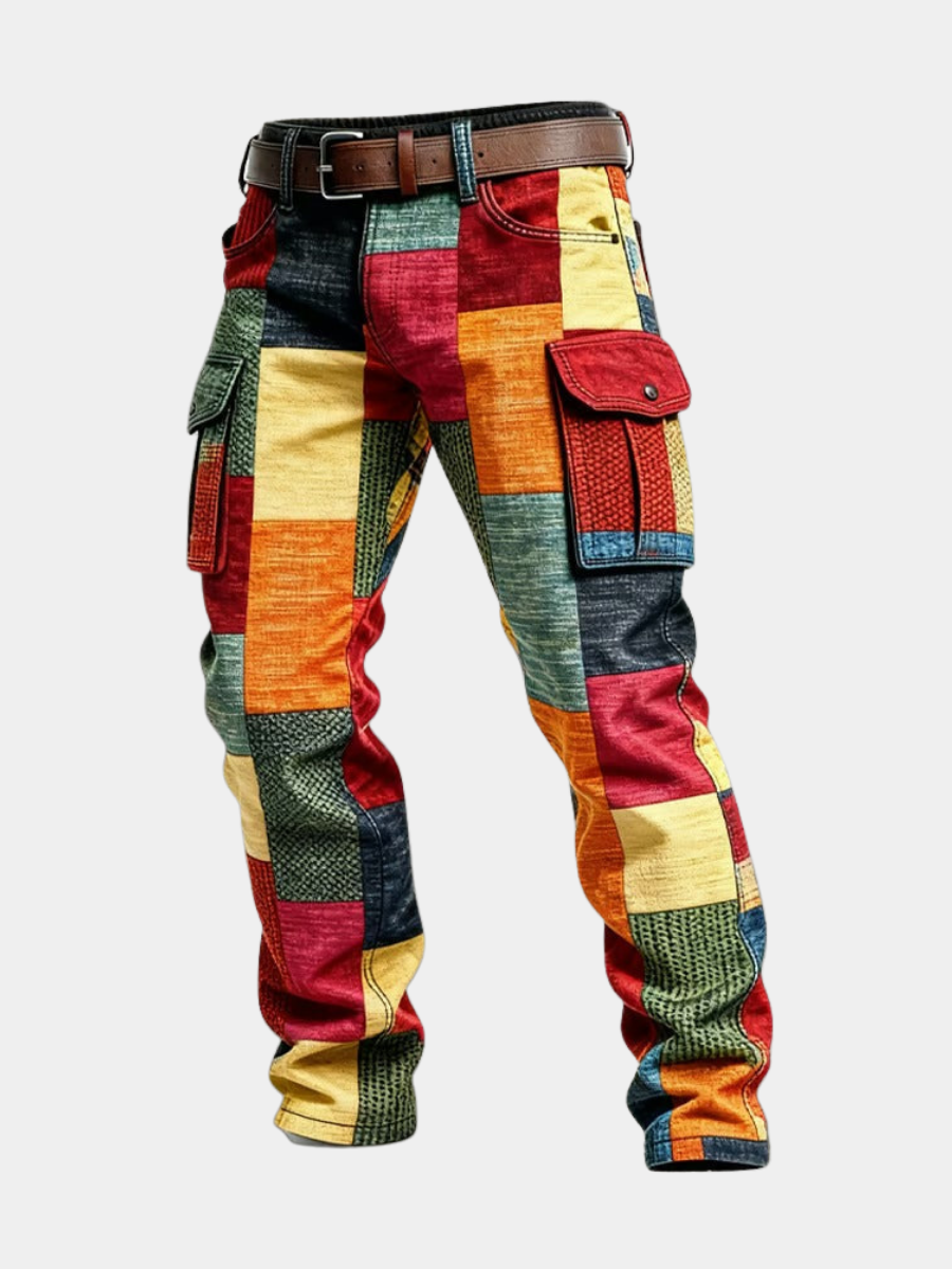 MONVIEL | Mens Patchwork Cargo Trousers