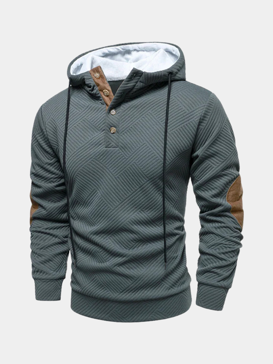 MANSSINO™ | Men's Hooded Button-Neck Knit Pullover