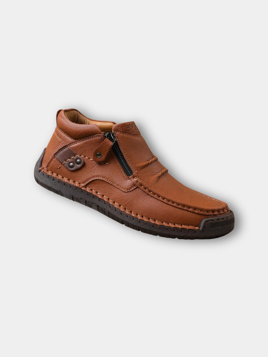 MANSSINO™ | Men's Hand-Stitched Zip Mid-Top with Rivet Detail