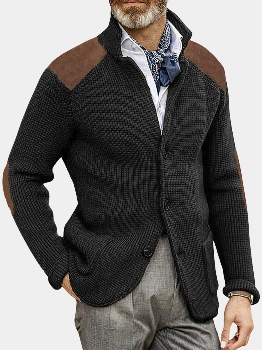 MANSSINO™ | Knit Jacket with Suede Patches