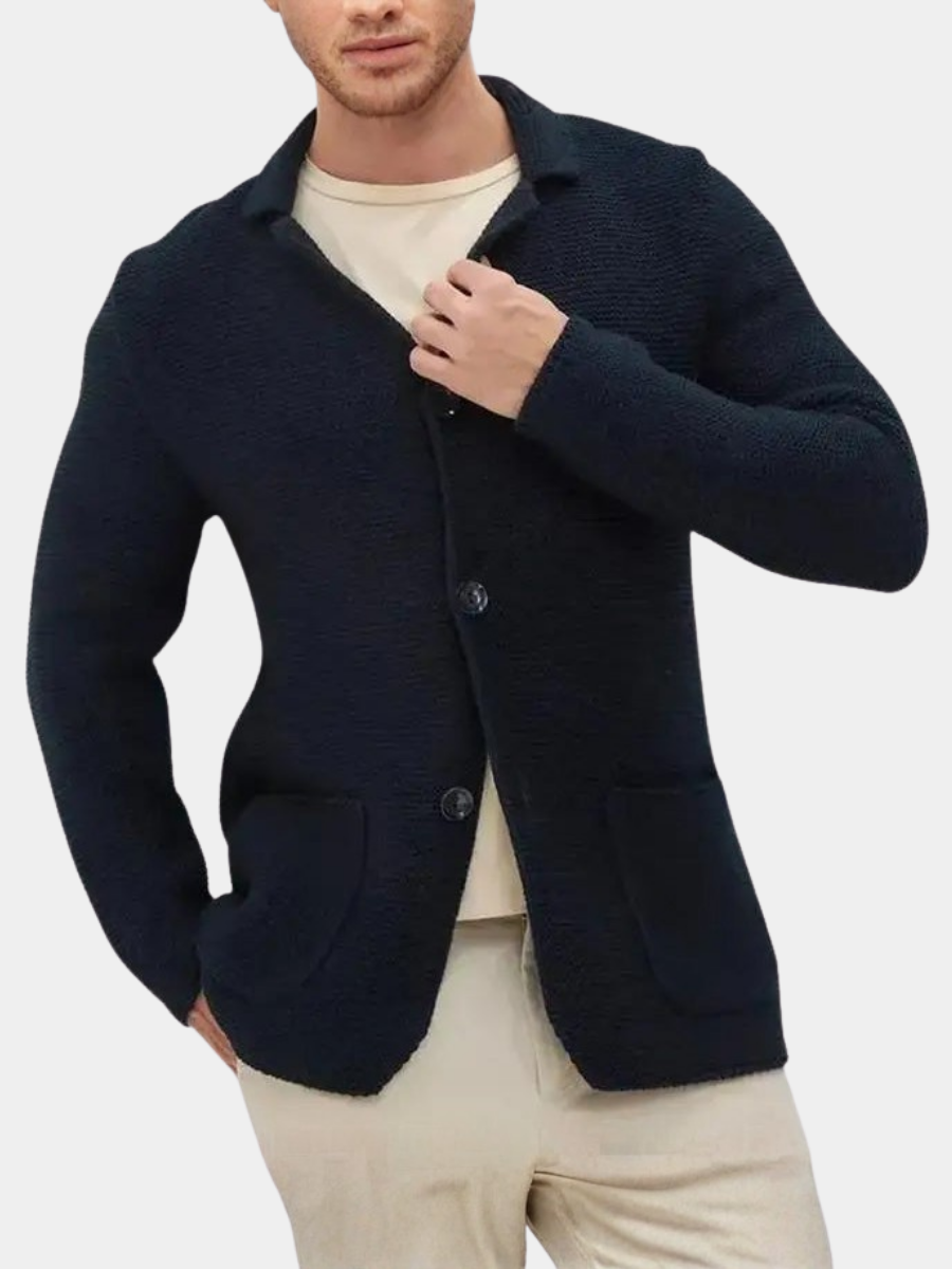 MONVIEL| Tailored-Collar Knit Cardigan