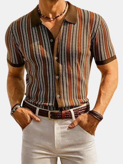 MONVIEL™ | Chevron Knit Button Polo