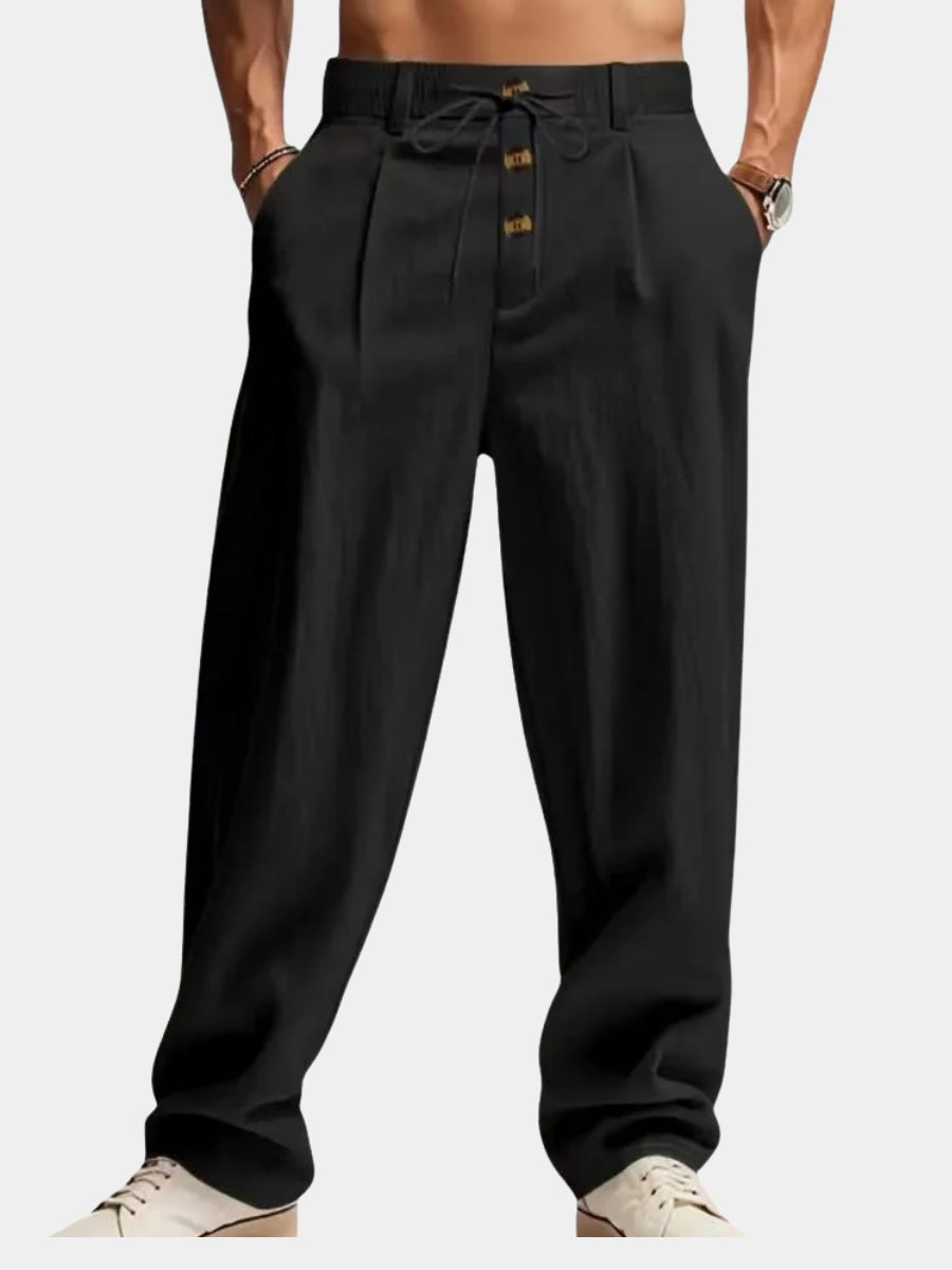MANSSINO™ | Men's Cotton-Linen Straight-Leg Drawstring Trousers