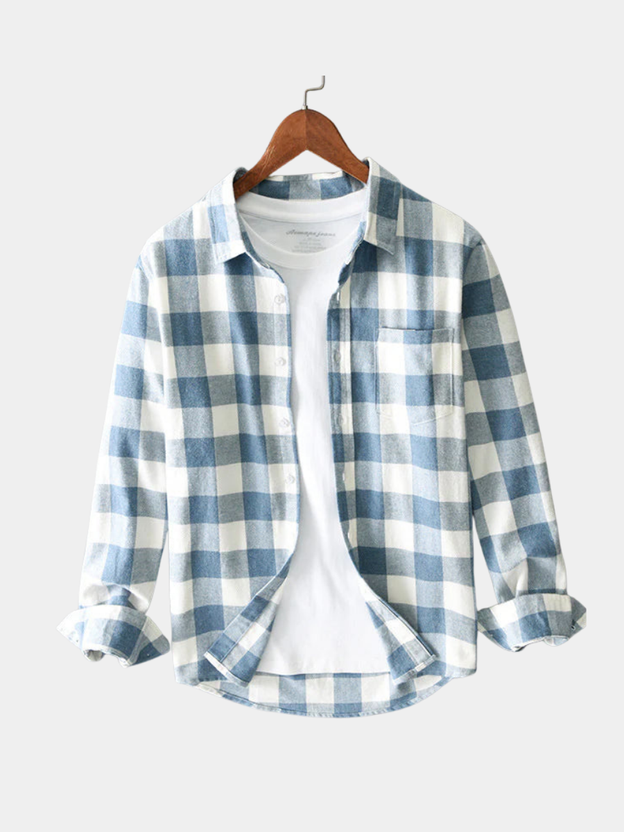 MONVIEL™ | Men's Brushed Cotton Check Shirt