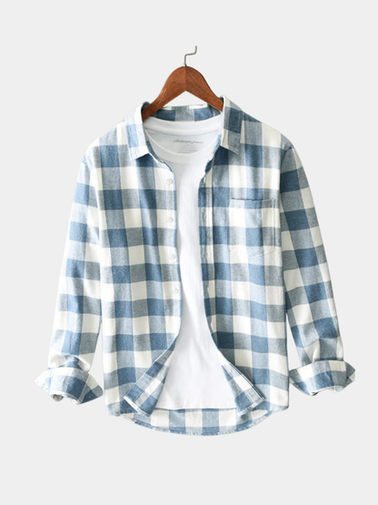 MONVIEL™ | Men's Brushed Cotton Check Shirt