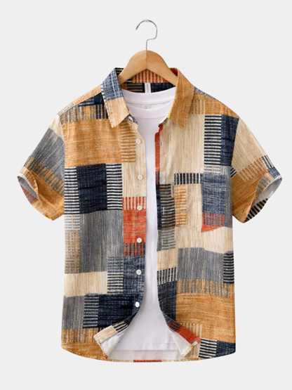 MONVIEL™ | Men's Short-Sleeve Patchwork Shirt