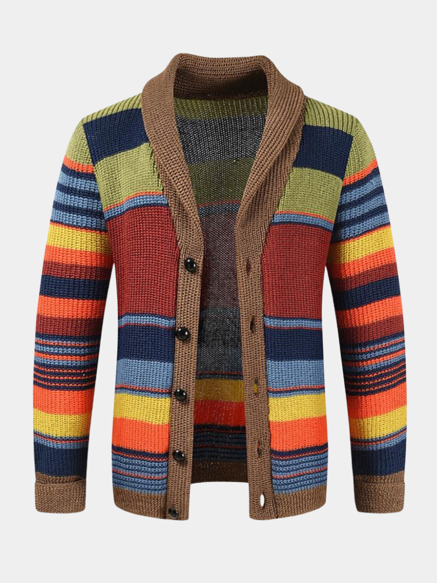 MANSSINO™ | Men's Retro Striped Shawl Collar Cardigan