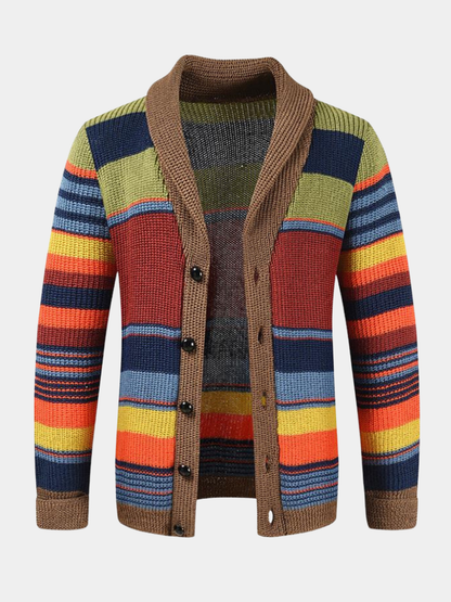 MANSSINO™ | Men's Retro Striped Shawl Collar Cardigan