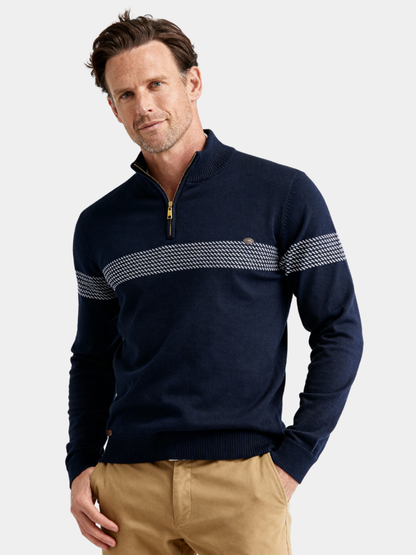 MANSSINO™ | Tonal Stripe Quarter-Zip Pullover