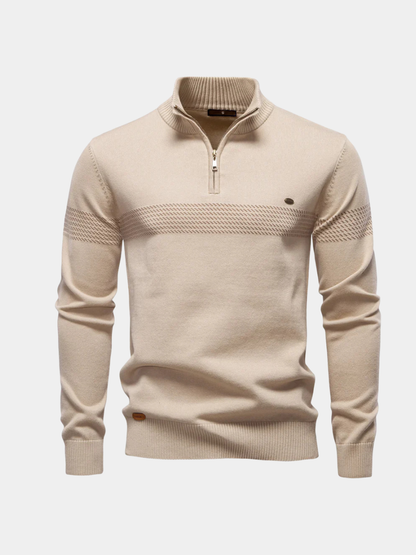 MANSSINO™ | Men's Chest Stripe Half-Zip Knit Pullover