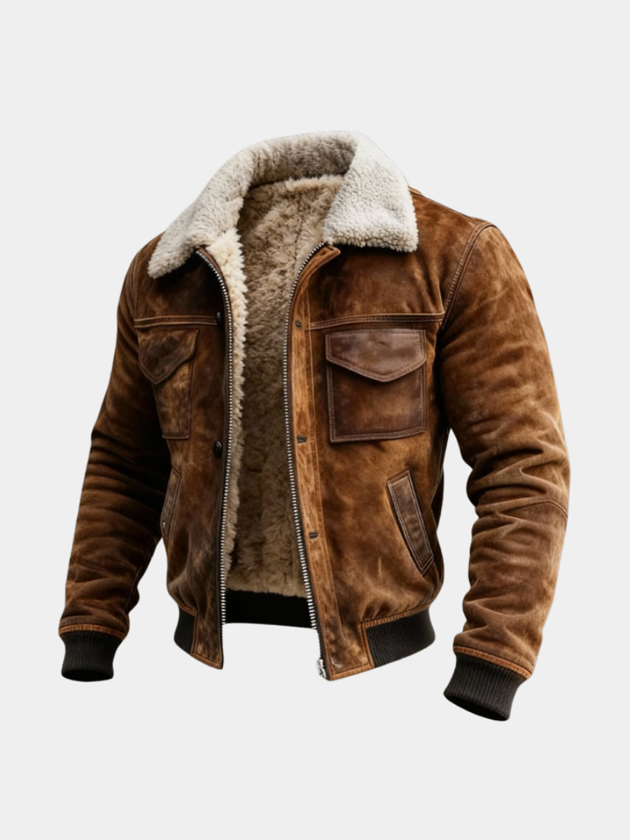 MANSSINO™ | Sherpa-Lined Suede Jacket