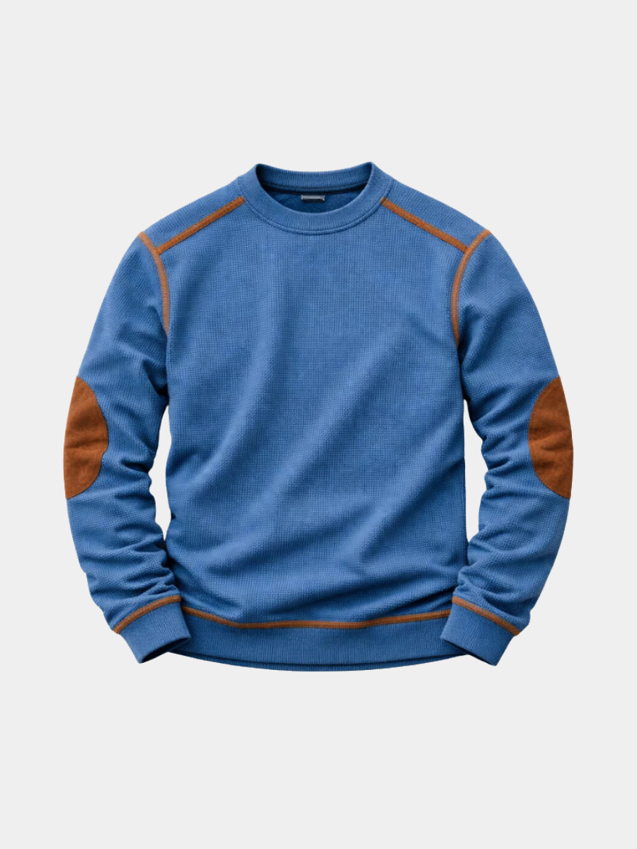 MANSSINO™ | Waffle Knit Elbow-Patch Pullover