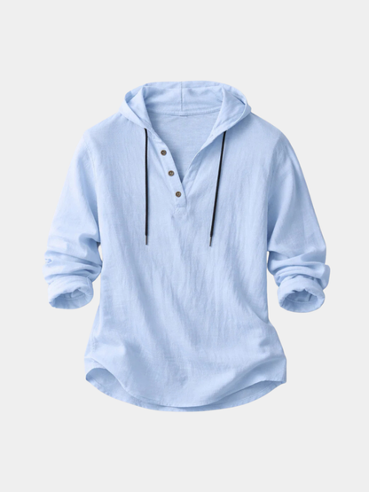 MONVIEL | Cotton-Linen Hooded Shirt
