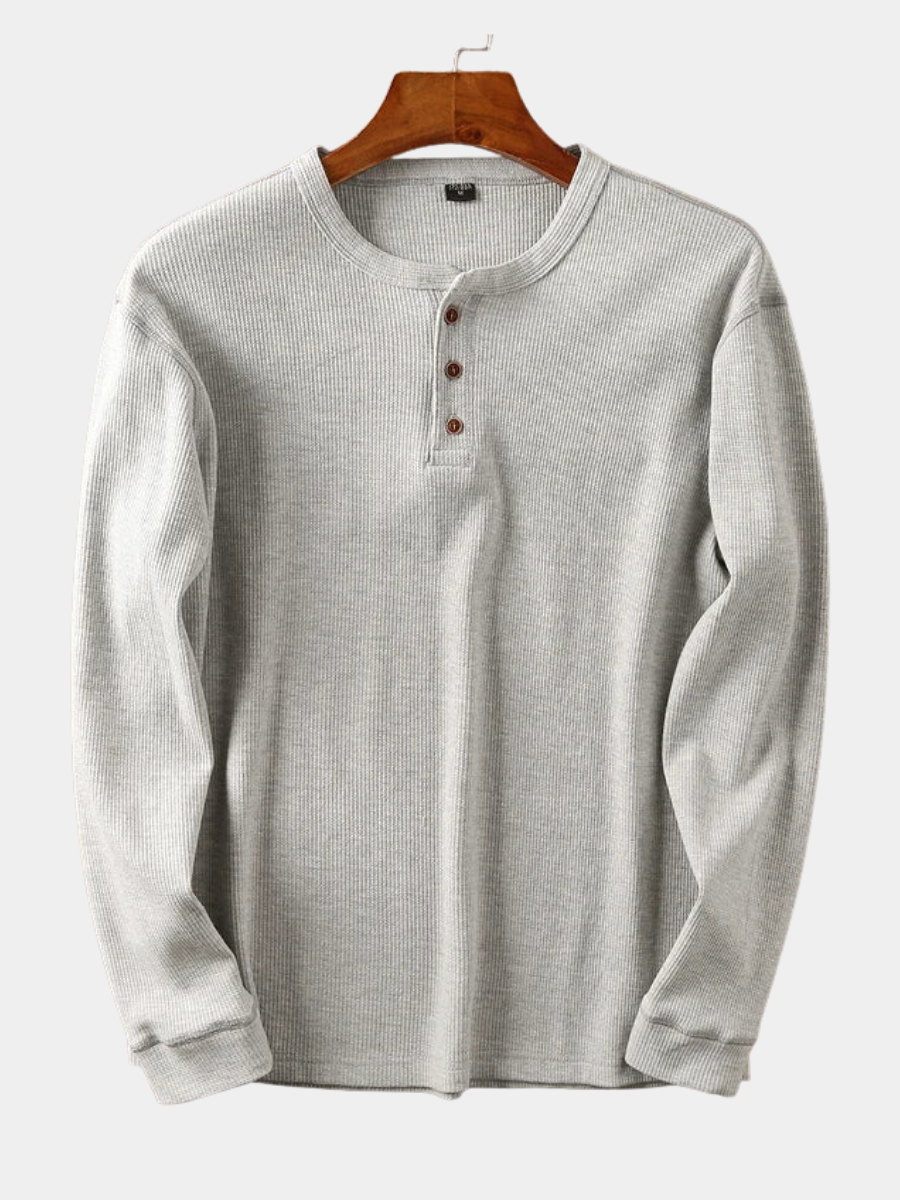 MANSSINO™ | Men's Waffle Knit Long-Sleeve Henley