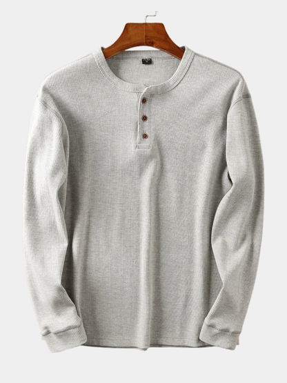 MANSSINO™ | Men's Waffle Knit Long-Sleeve Henley