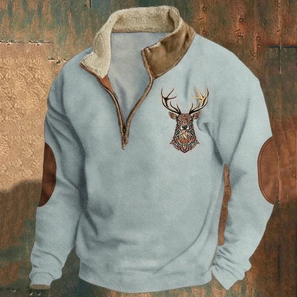 MONVIEL™ | Half-Zip Fleece-Lined Stag Knit
