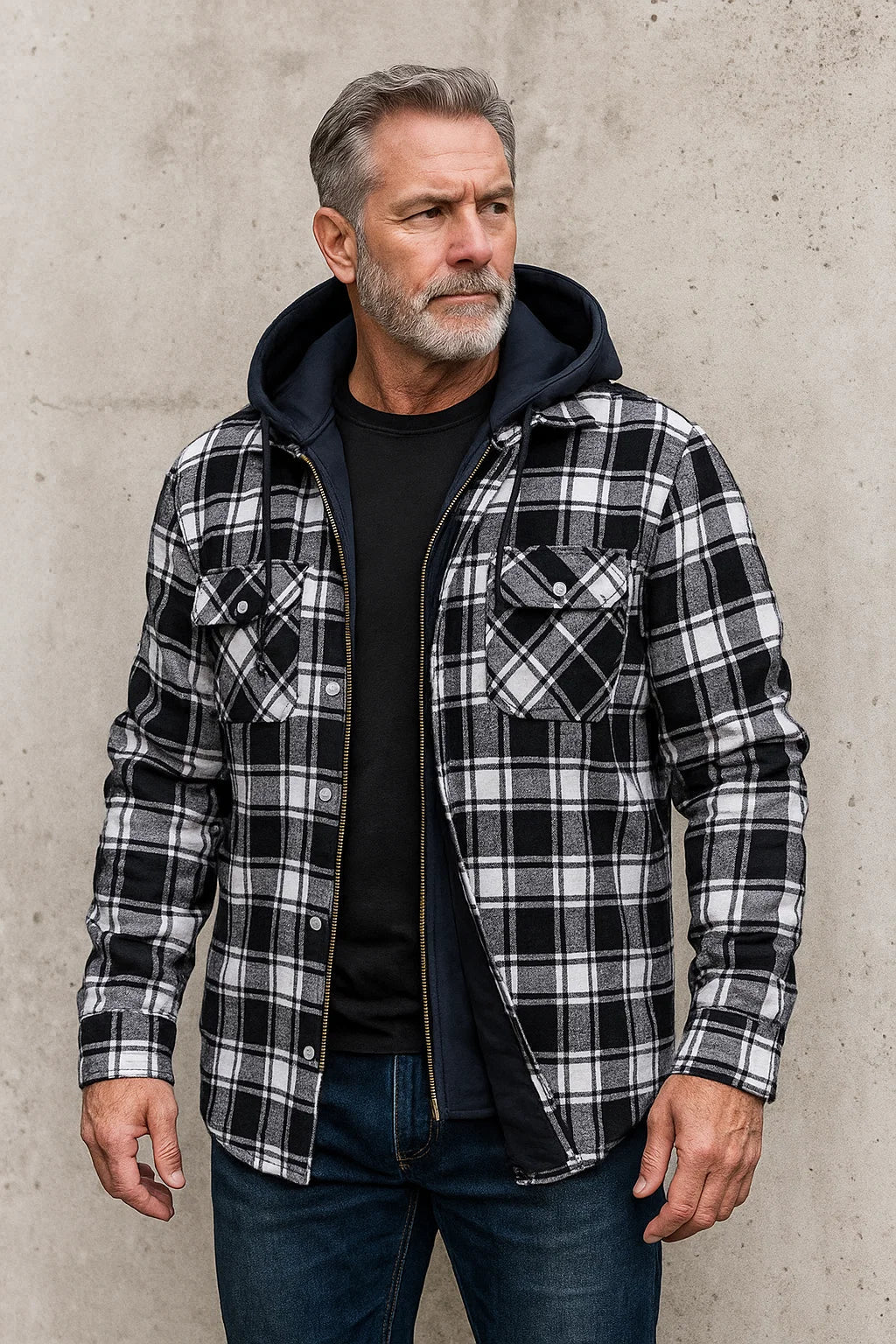 MONVIEL™ | Wool-Blend Check Zip Jacket